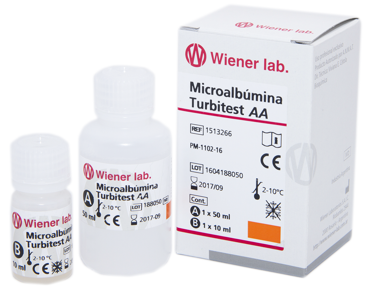 Microalbumina Turbitest AA - 60 ml (1 X 50 ml + 1 X 10 ml) - 1513266 - Wiener