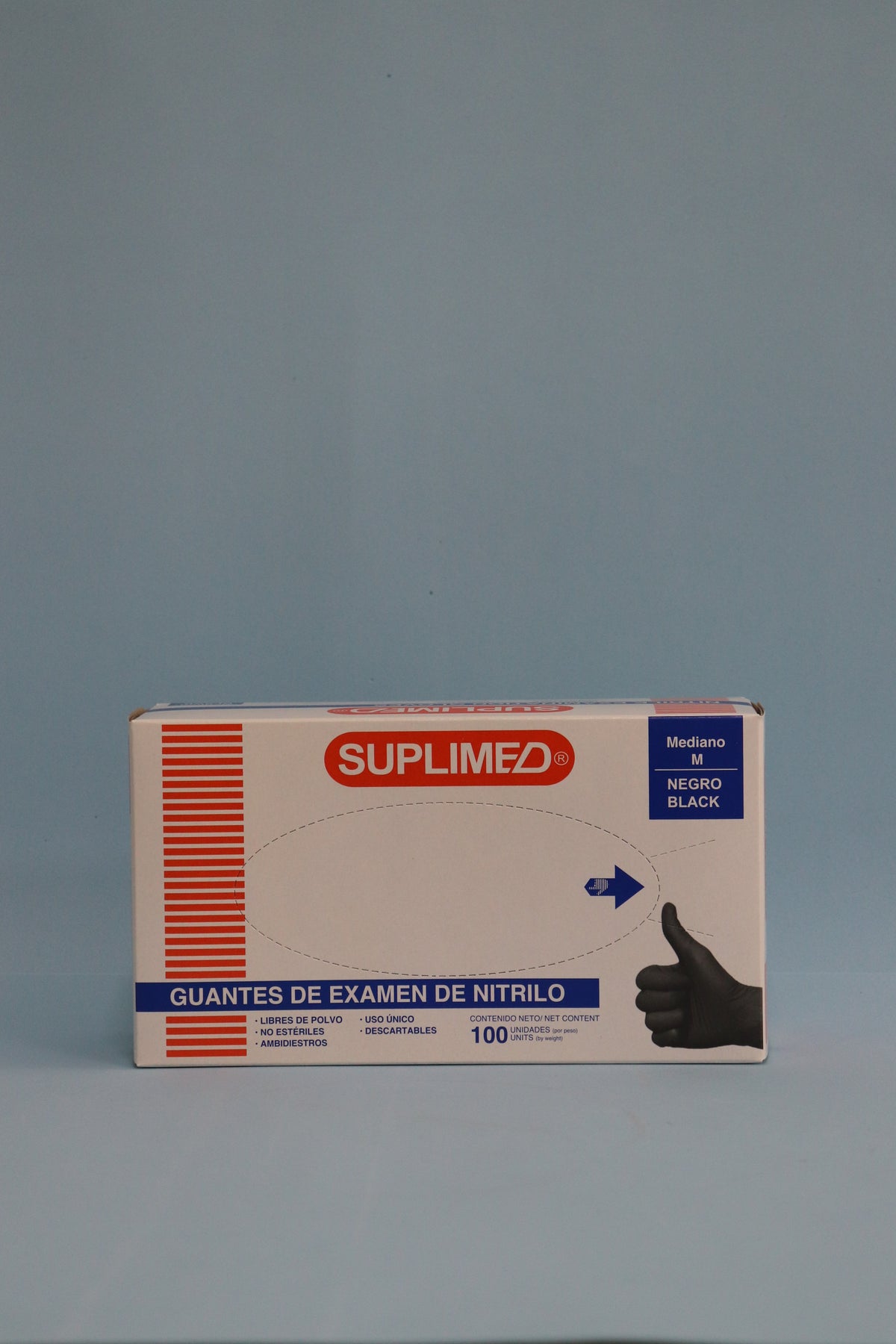 Guante De Examen De Nitrilo Negro "M" - Caja X 100 Unidades