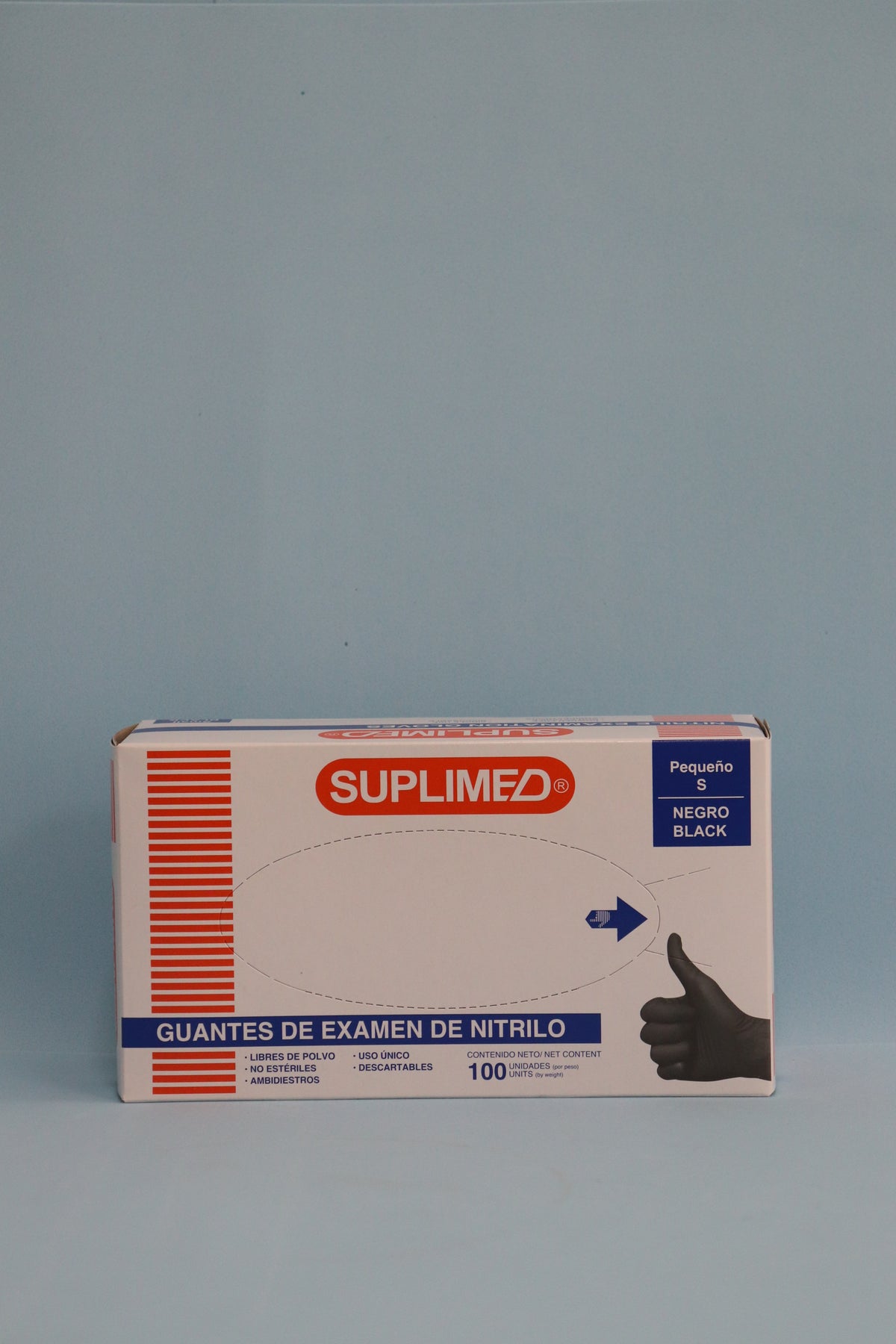 Guante De Examen De Nitrilo Negro "S" - Caja X 100 Unidades