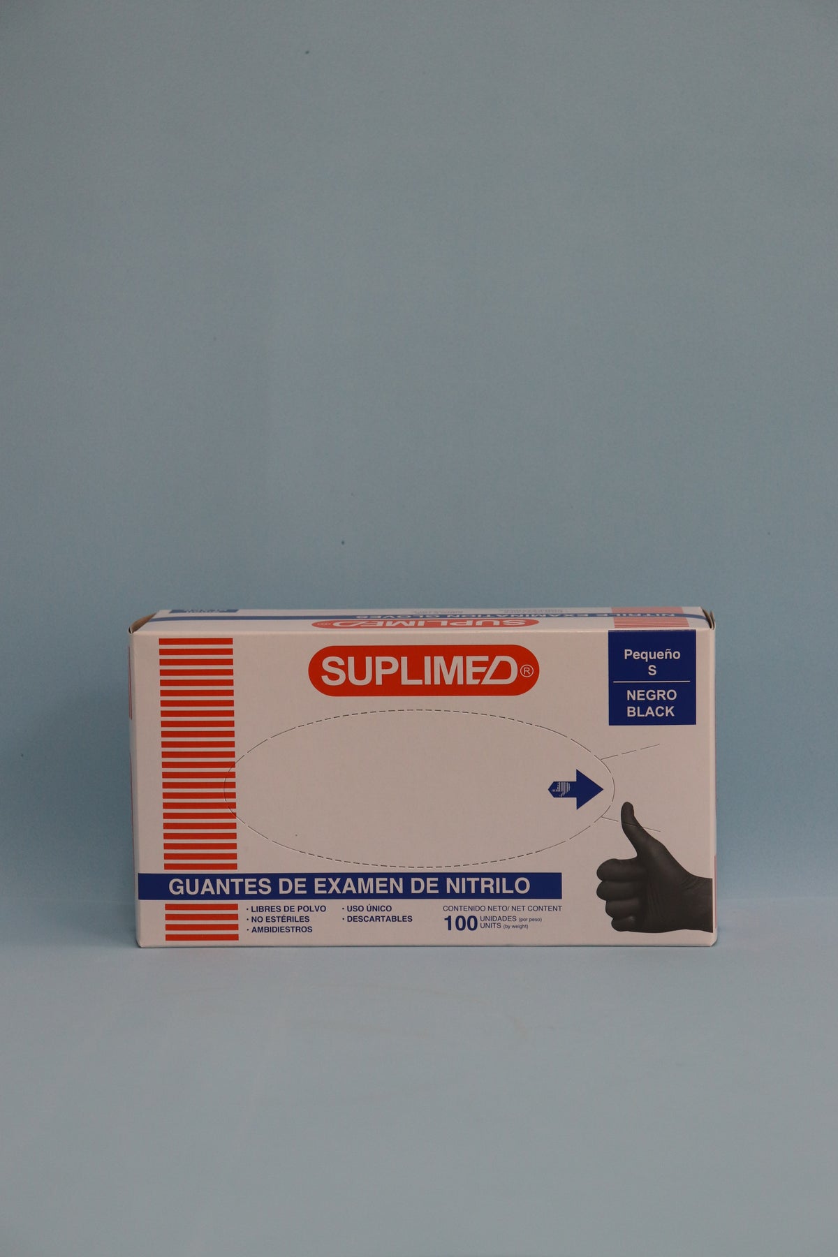 Guante De Examen De Nitrilo Negro "S" - Caja X 100 Unidades