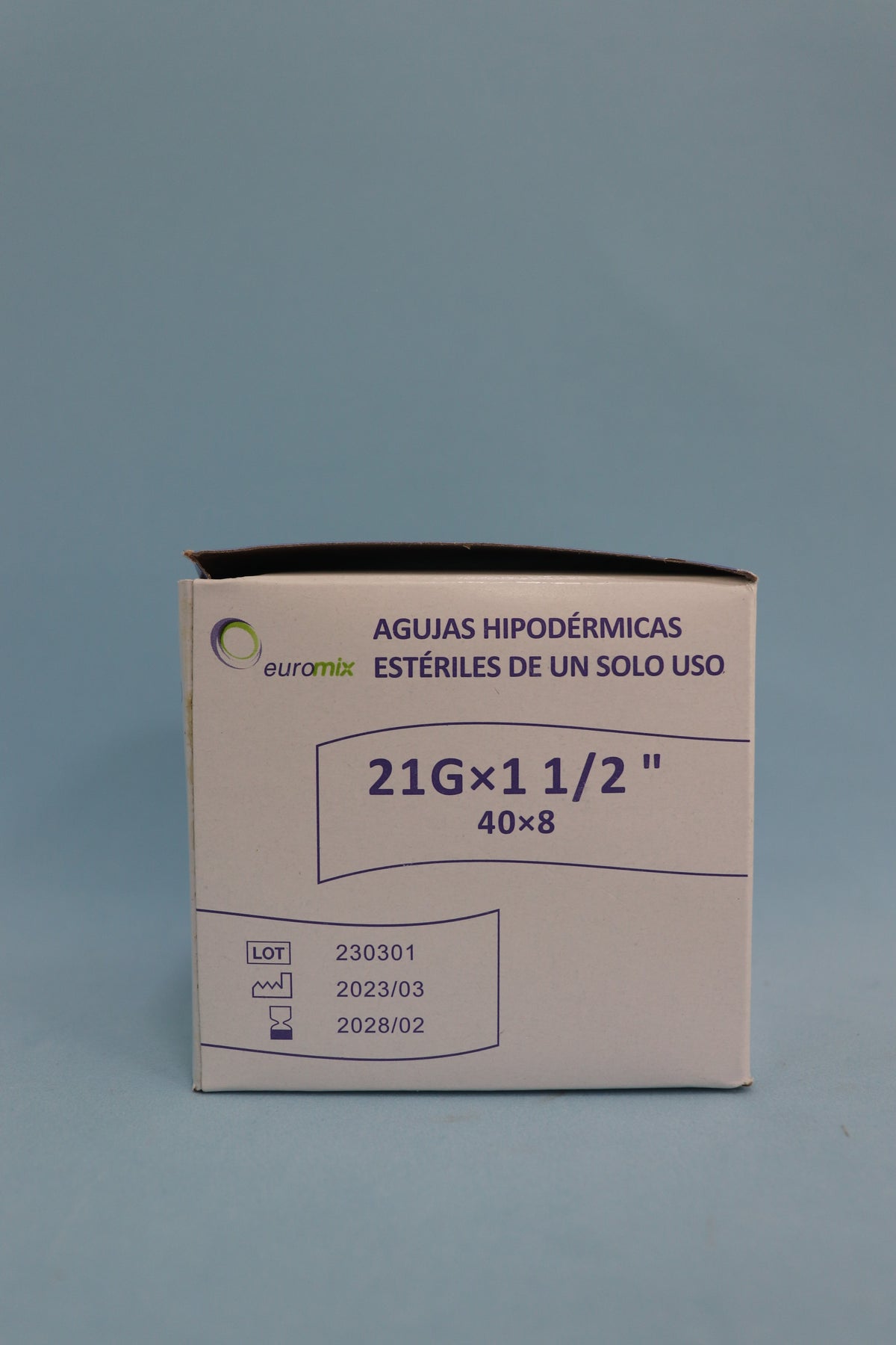 Aguja Hipodérmica 40/8 (21G X 1 1/2) Caja X 100 Unidades - Euromix