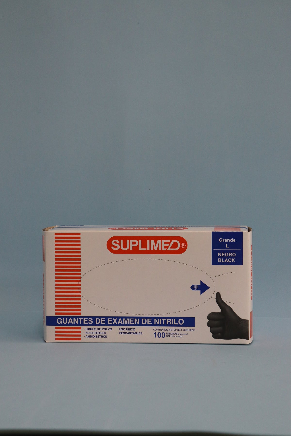 Guante De Examen De Nitrilo Negro "L" - Caja X 100 Unidades