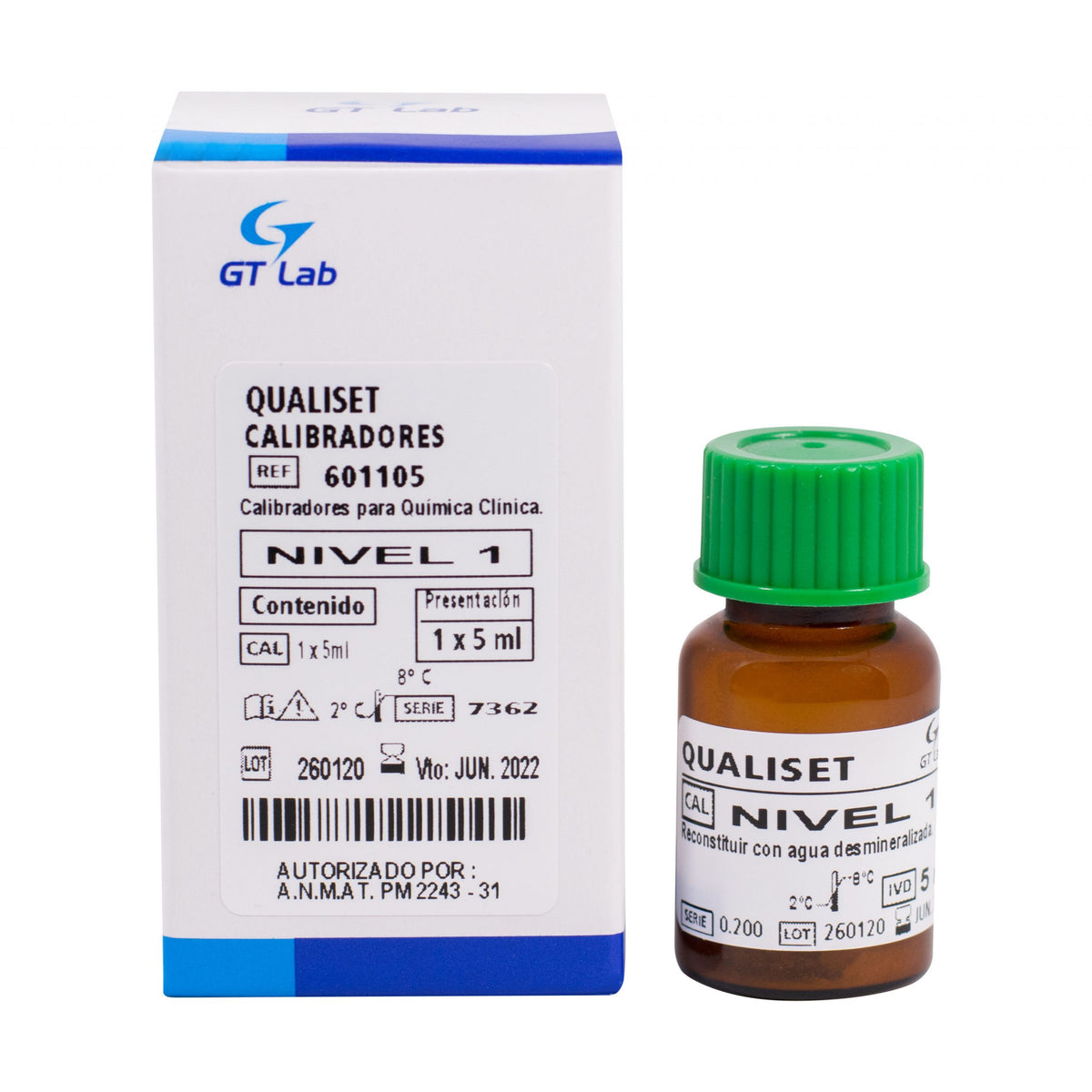 Qualiset Calibrador Nivel 1 - 1 X 5 ml - 601105 - Gt Laboratorio