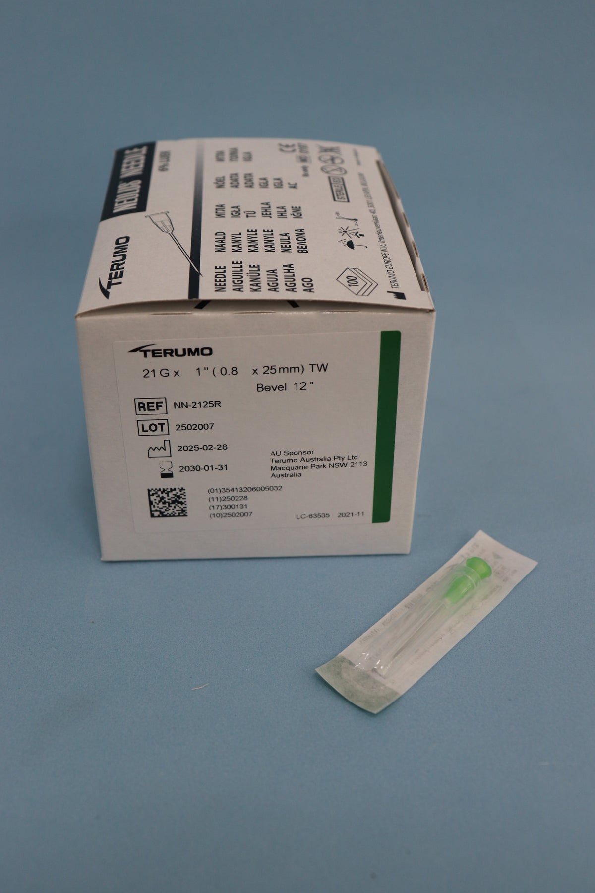 Aguja Hipodérmica 25/8 (21g X 1) Caja X 100 Unidades - Terumo