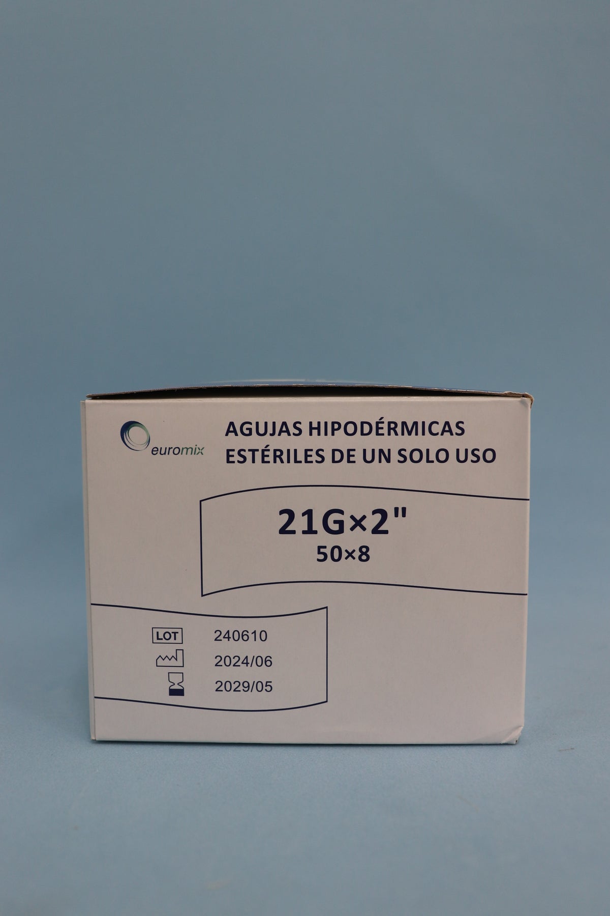 Aguja Hipodérmica 50/8 (21G X 2) Caja X 100 Unidades - Euromix