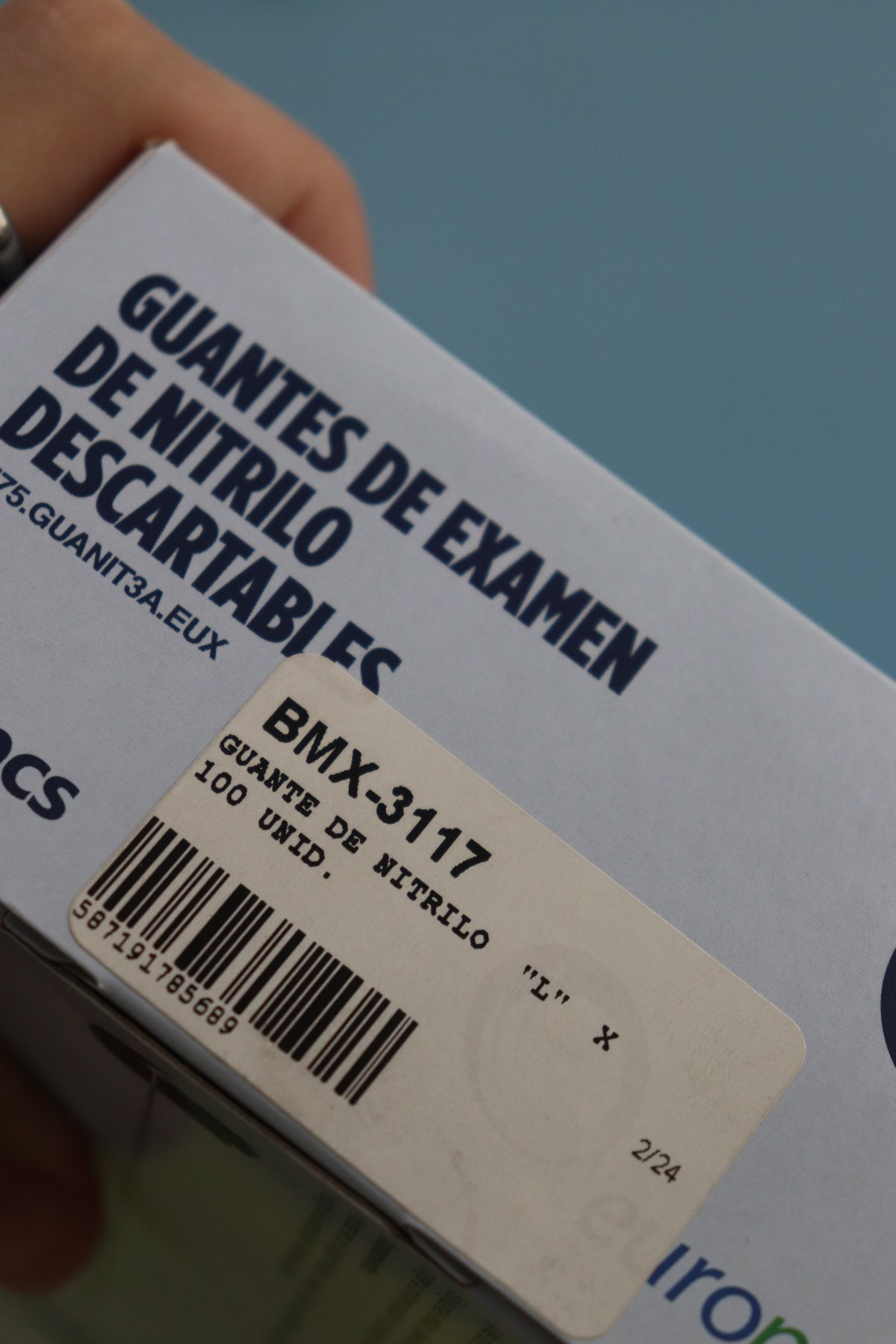 Guante De Examen De Nitrilo Azul  "L" - Caja X 100 Unidades