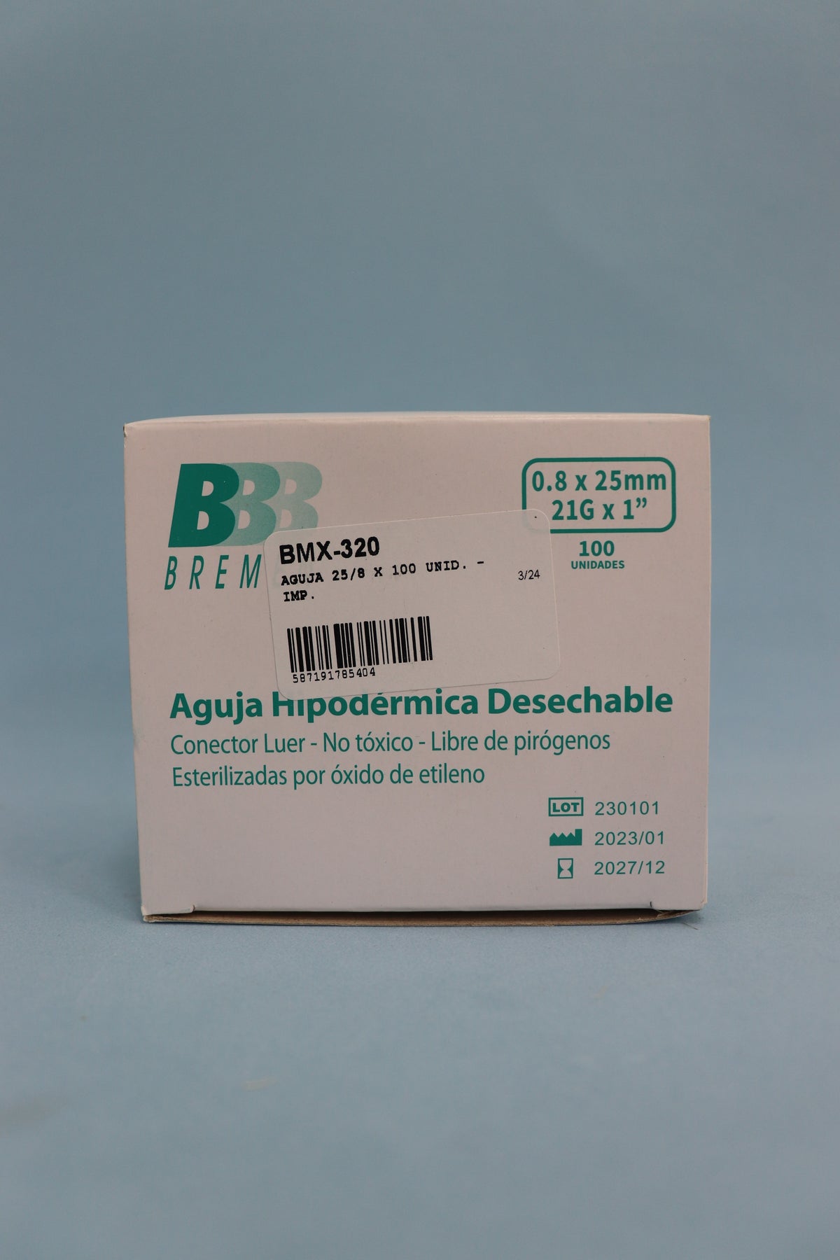 Aguja Hipodérmica 25/8 (21g X 1) Caja X 100 Unidades - Bremen