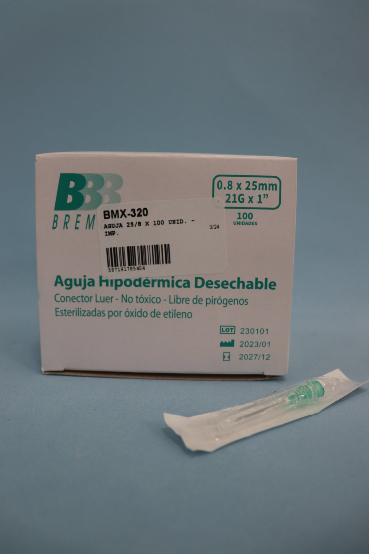 Aguja Hipodérmica 25/8 (21g X 1) Caja X 100 Unidades - Bremen