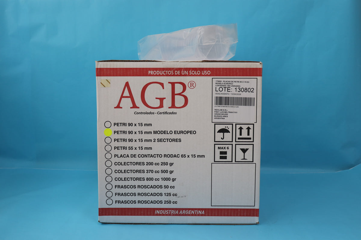 Placa De Petri De 2 Sectores (90X15 mm) X 500 Unidades - Agb