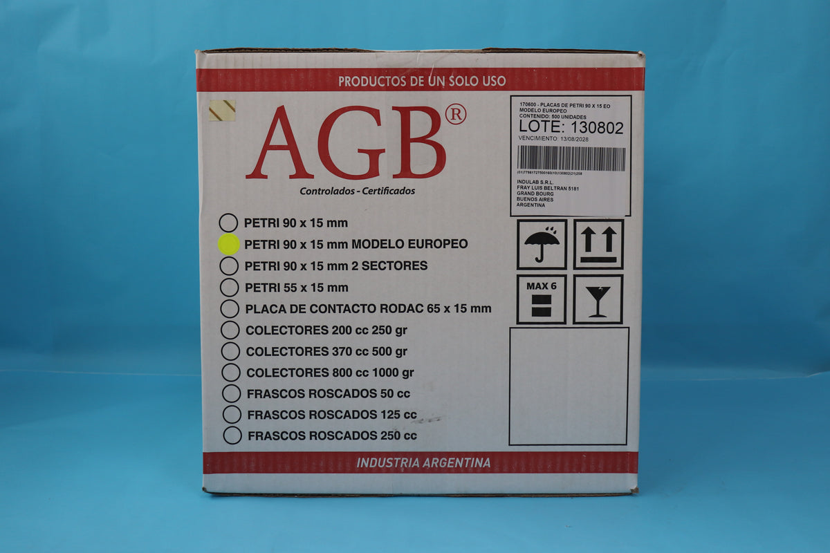 Placa De Petri (90X15 mm) Modelo Europeo X 500 Unidades - Agb