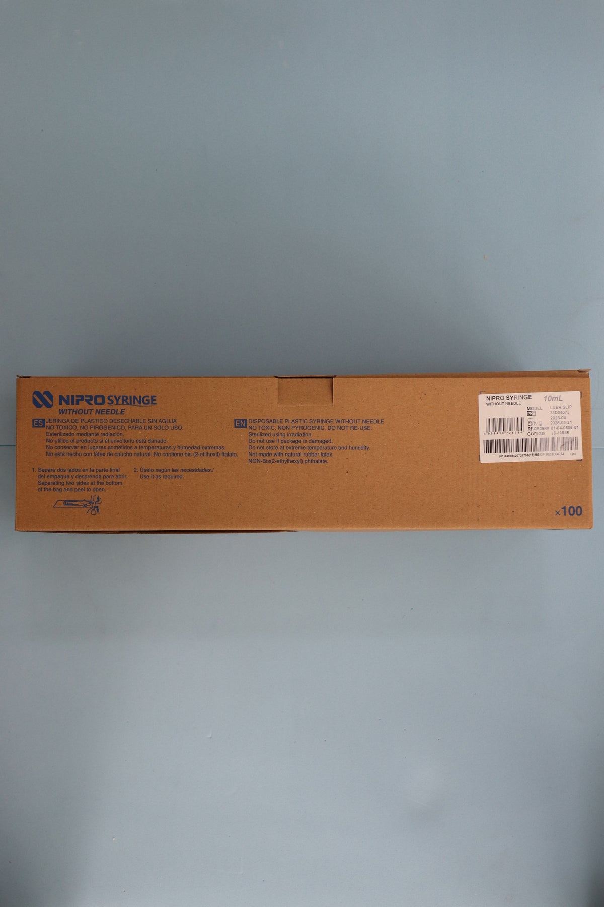 Jeringa De 10 ml S/A - Caja X 100 unidades - Nipromed