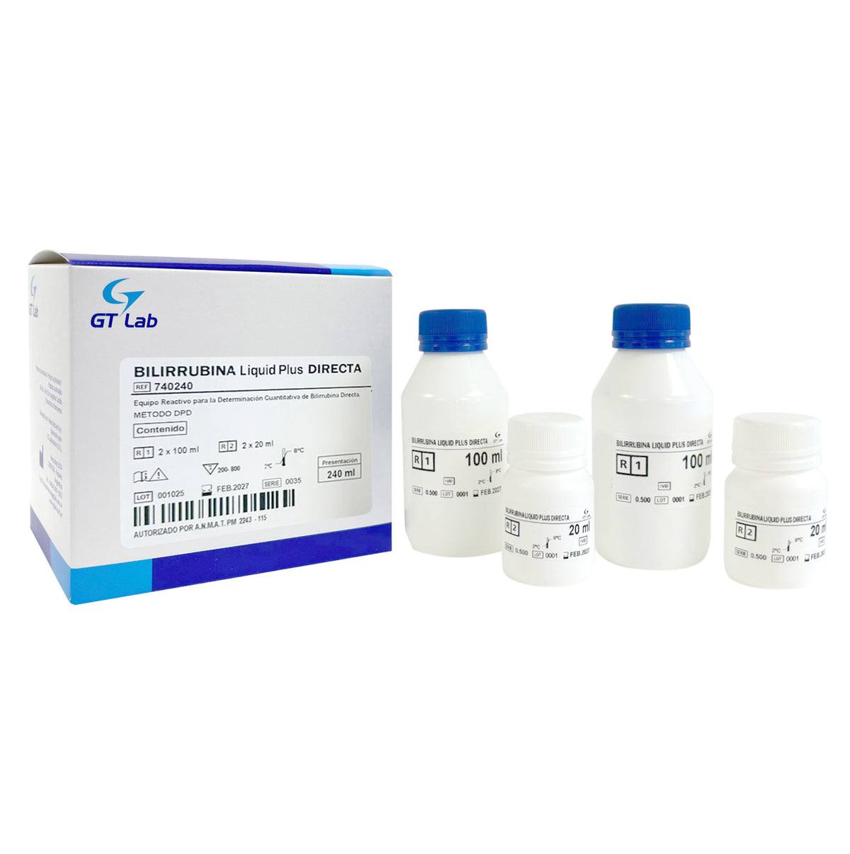 Bilirrubina Liquid Plus Directa - 2X100 ml + 2X20 ml - 740240 - Gt Laboratorio